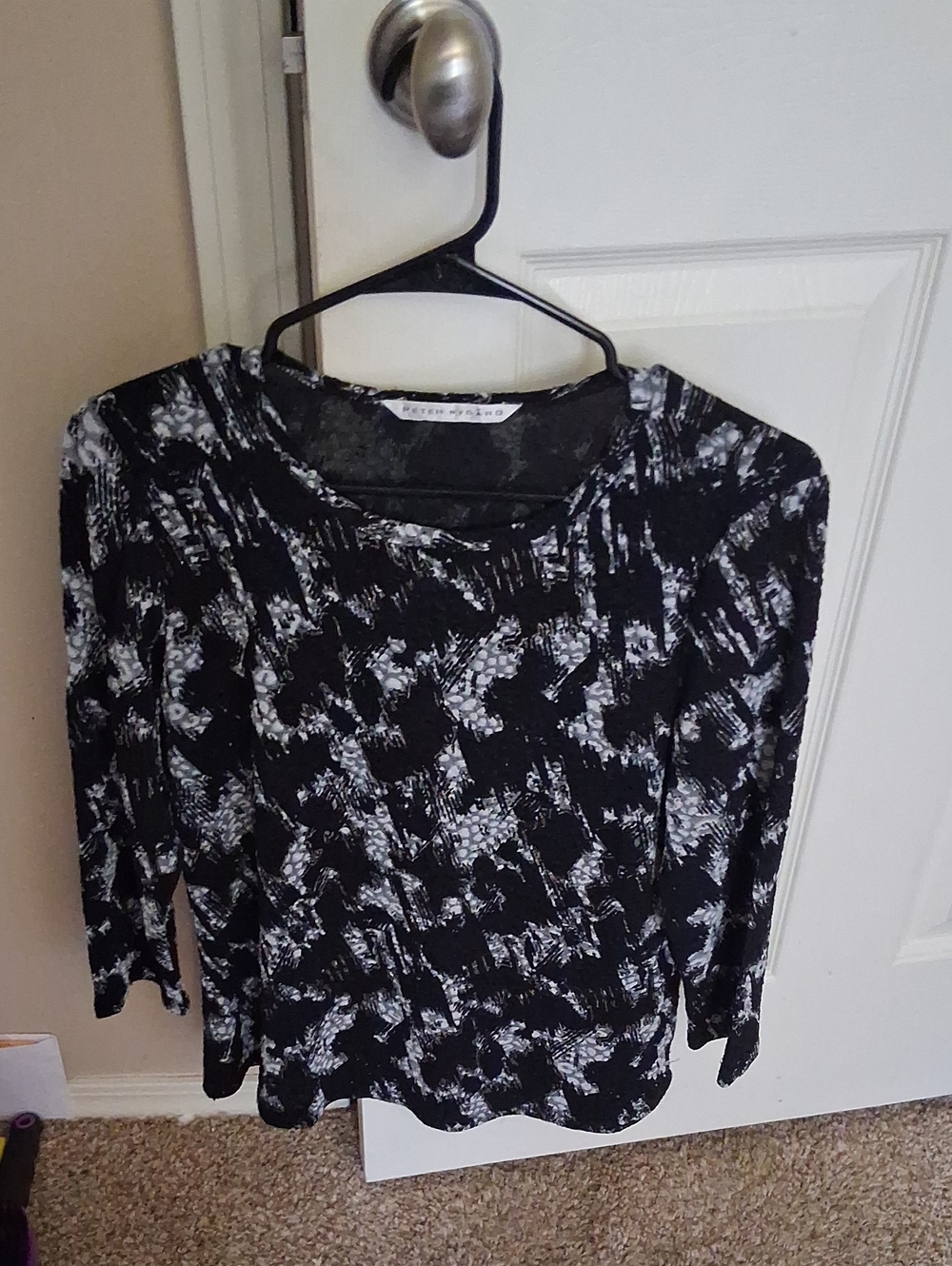 Peter NYGARD Black & White Abstract Print Long Sleeve Tee
